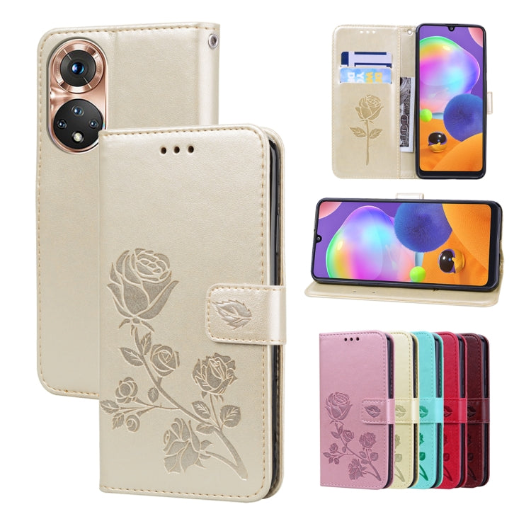 Rose Embossed Flip PU Leather Phone Case, For Honor X7/Play 30 Plus, For Samsung Galaxy M33 5G Global, For Samsung Galaxy M53, For Samsung Galaxy A73 5G