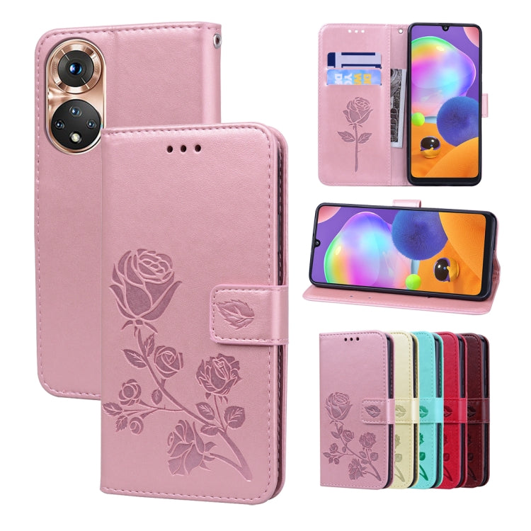 Rose Embossed Flip PU Leather Phone Case, For Honor X7/Play 30 Plus, For Samsung Galaxy M33 5G Global, For Samsung Galaxy M53, For Samsung Galaxy A73 5G