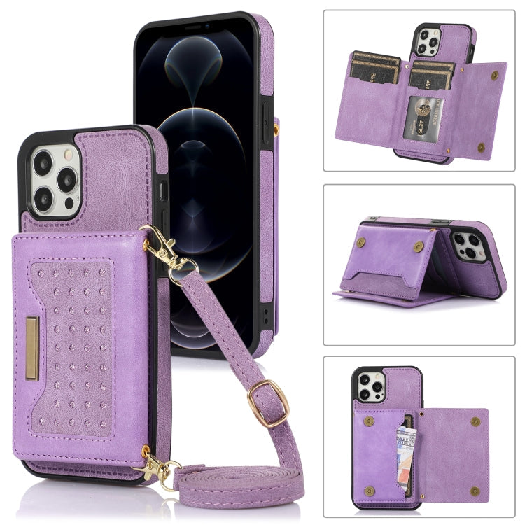 Three-fold RFID Leather Phone Case with Lanyard, For Samsung Galaxy S22 Ultra, For iPhone 12 Pro
