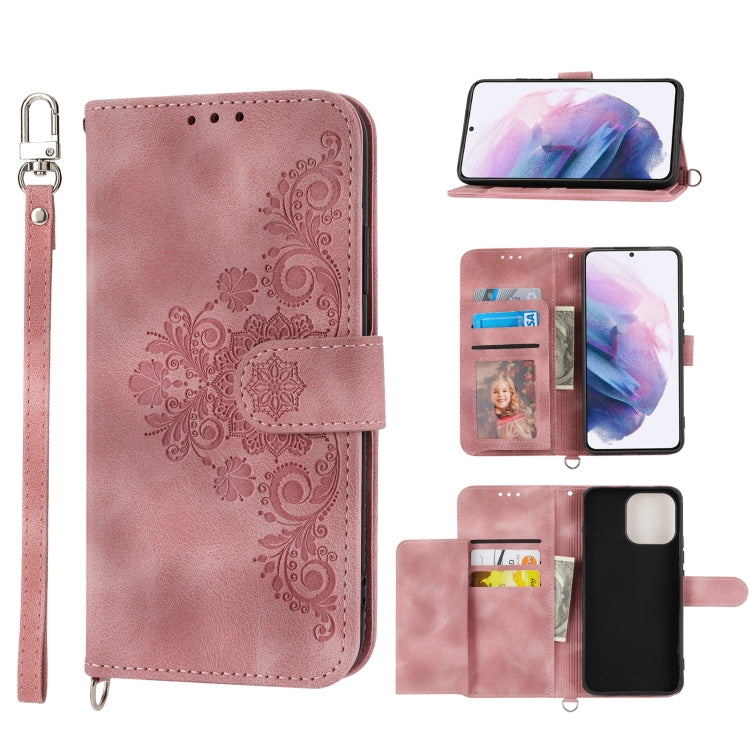 Skin-feel Flowers Embossed Wallet Leather Phone Case, For Samsung Galaxy S21+ 5G, For Samsung Galaxy S21 5G, For Samsung Galaxy S22 Ultra 5G, For Samsung Galaxy S22+ 5G