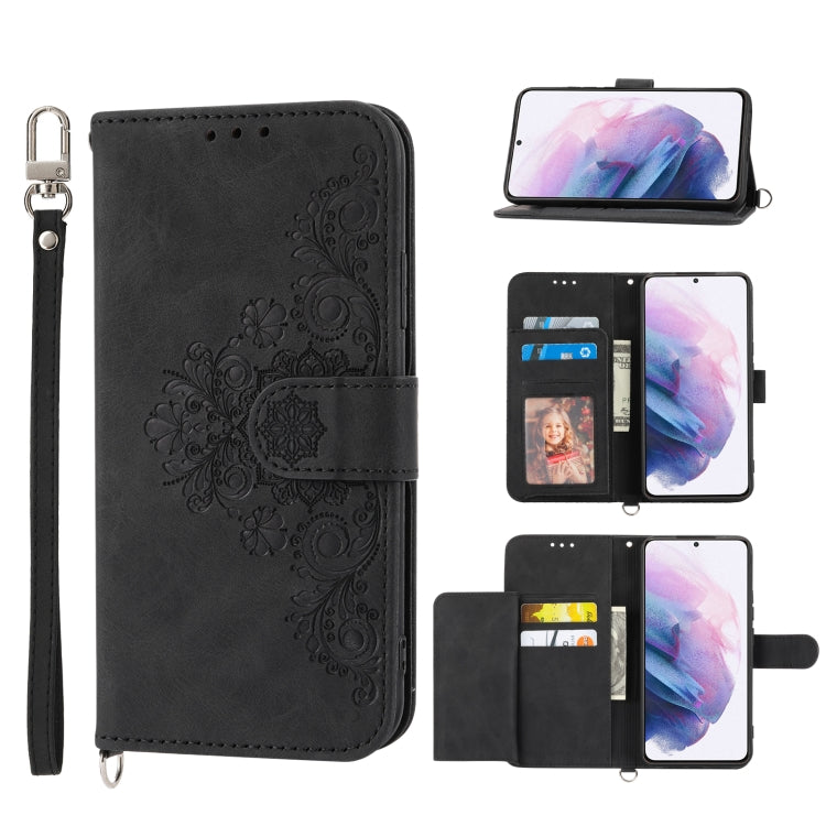 Skin-feel Flowers Embossed Wallet Leather Phone Case, For Samsung Galaxy S21+ 5G, For Samsung Galaxy S21 5G, For Samsung Galaxy S22 Ultra 5G, For Samsung Galaxy S22+ 5G