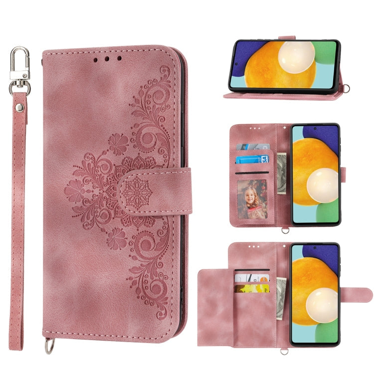 Skin-feel Flowers Embossed Wallet Leather Phone Case, For Samsung Galaxy A03s 166, For Samsung Galaxy A32 5G, For Samsung Galaxy A32 4G, For Samsung Galaxy A52