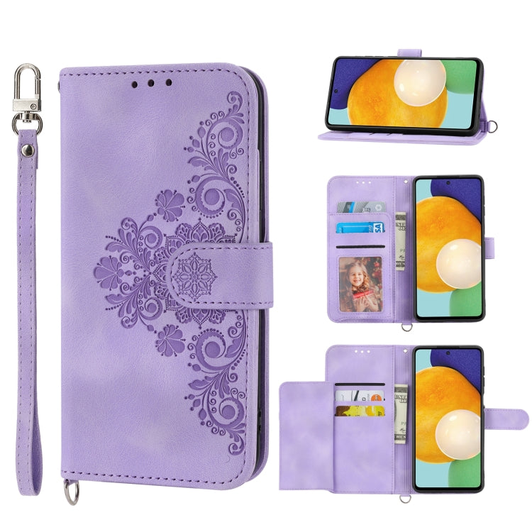 Skin-feel Flowers Embossed Wallet Leather Phone Case, For Samsung Galaxy A03s 166, For Samsung Galaxy A32 5G, For Samsung Galaxy A32 4G, For Samsung Galaxy A52