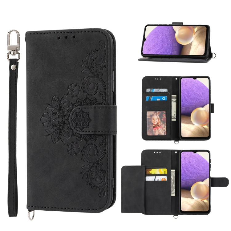 Skin-feel Flowers Embossed Wallet Leather Phone Case, For Samsung Galaxy A03s 166, For Samsung Galaxy A32 5G, For Samsung Galaxy A32 4G, For Samsung Galaxy A52
