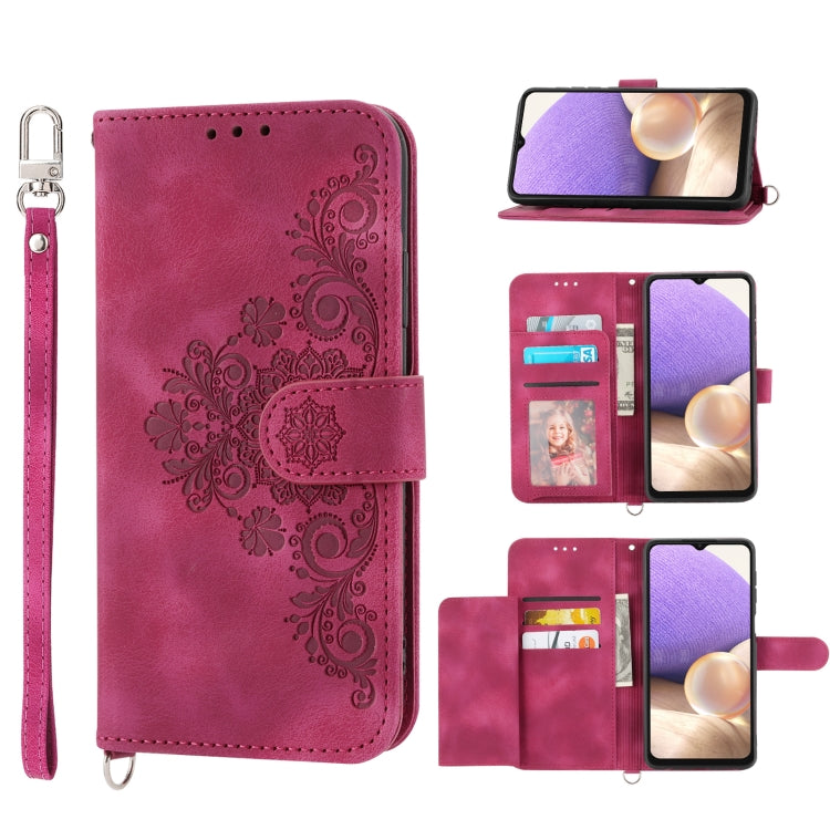 Skin-feel Flowers Embossed Wallet Leather Phone Case, For Samsung Galaxy A03s 166, For Samsung Galaxy A32 5G, For Samsung Galaxy A32 4G, For Samsung Galaxy A52