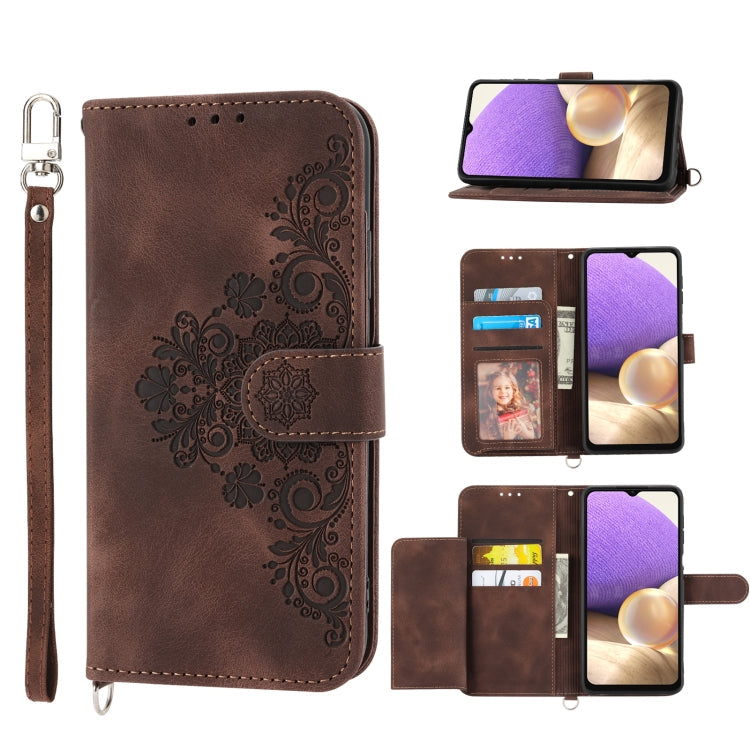 Skin-feel Flowers Embossed Wallet Leather Phone Case, For Samsung Galaxy A03s 166, For Samsung Galaxy A32 5G, For Samsung Galaxy A32 4G, For Samsung Galaxy A52