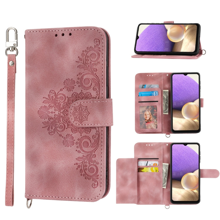 Skin-feel Flowers Embossed Wallet Leather Phone Case, For Samsung Galaxy A03s 166, For Samsung Galaxy A32 5G, For Samsung Galaxy A32 4G, For Samsung Galaxy A52