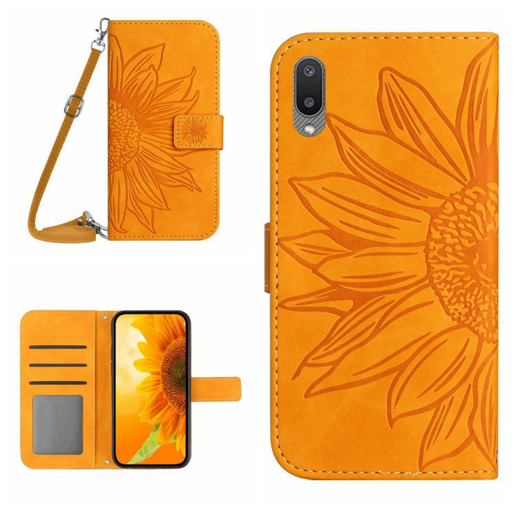 Skin Feel Sun Flower Pattern Flip Leather Phone Case, For Samsung Galaxy A02 EU Edition/M02, For Samsung Galaxy A03 164mm