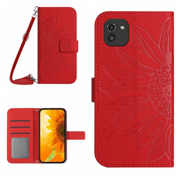 Skin Feel Sun Flower Pattern Flip Leather Phone Case, For Samsung Galaxy A02 EU Edition/M02, For Samsung Galaxy A03 164mm