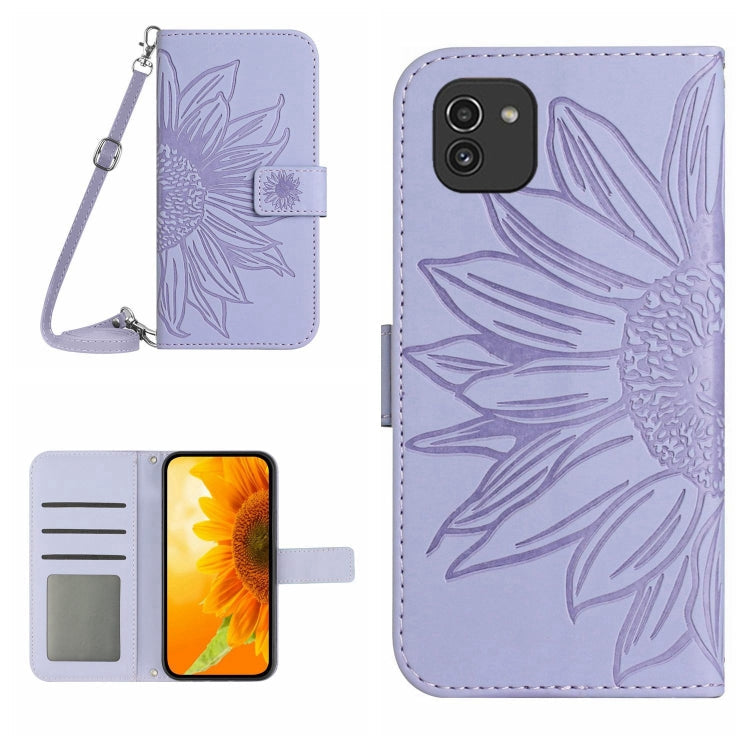 Skin Feel Sun Flower Pattern Flip Leather Phone Case, For Samsung Galaxy A02 EU Edition/M02, For Samsung Galaxy A03 164mm
