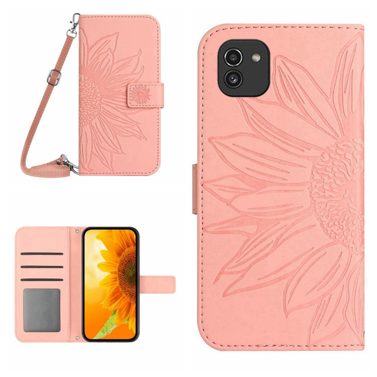 Skin Feel Sun Flower Pattern Flip Leather Phone Case, For Samsung Galaxy A02 EU Edition/M02, For Samsung Galaxy A03 164mm