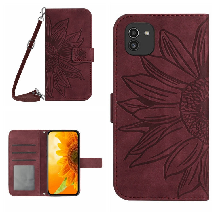 Skin Feel Sun Flower Pattern Flip Leather Phone Case, For Samsung Galaxy A02 EU Edition/M02, For Samsung Galaxy A03 164mm