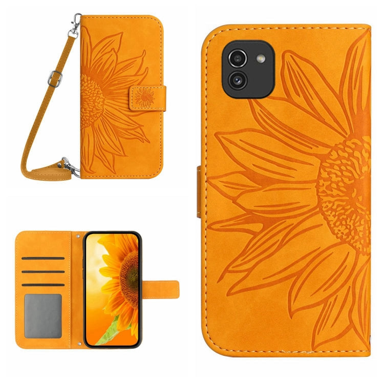 Skin Feel Sun Flower Pattern Flip Leather Phone Case, For Samsung Galaxy A02 EU Edition/M02, For Samsung Galaxy A03 164mm
