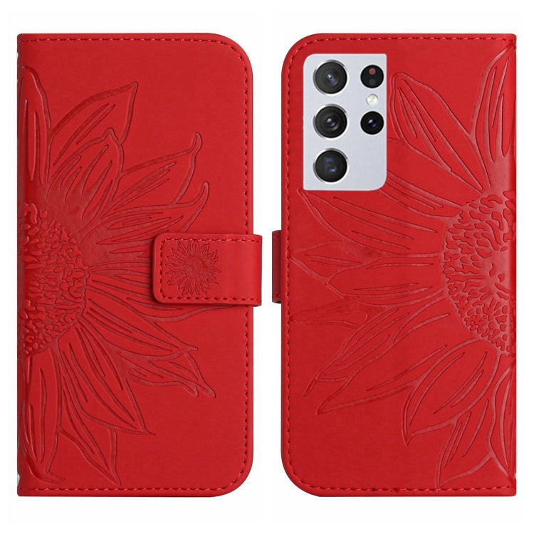 Skin Feel Sun Flower Pattern Flip Leather Phone Case, For Samsung Galaxy S21 Ultra 5G, For Samsung Galaxy S22 5G