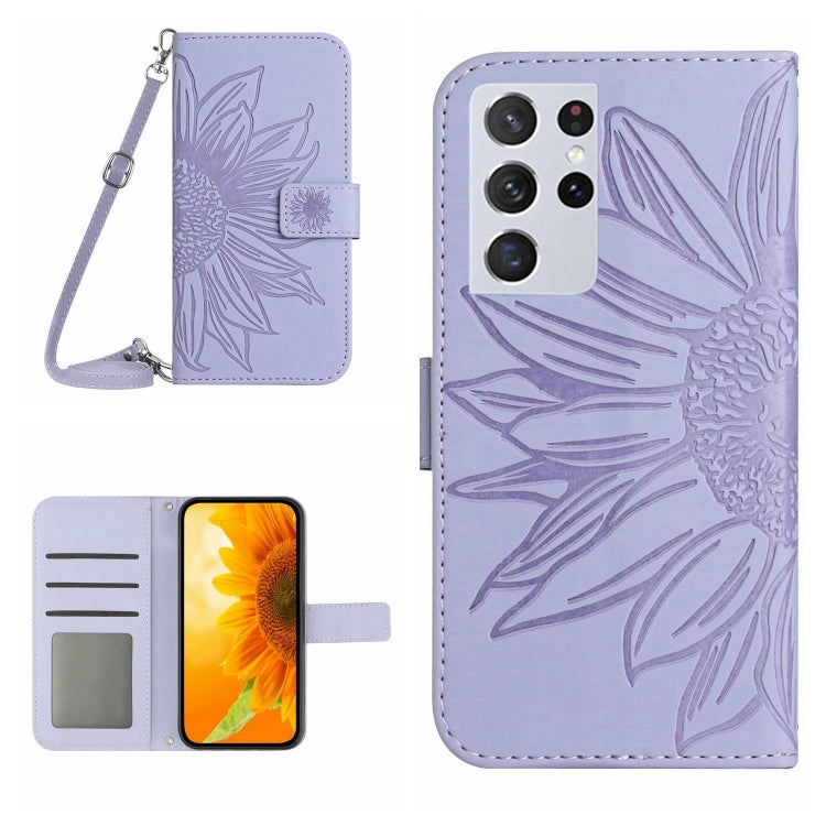 Skin Feel Sun Flower Pattern Flip Leather Phone Case, For Samsung Galaxy S21 Ultra 5G, For Samsung Galaxy S22 5G