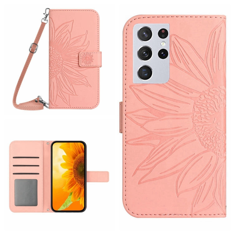 Skin Feel Sun Flower Pattern Flip Leather Phone Case, For Samsung Galaxy S21 Ultra 5G, For Samsung Galaxy S22 5G