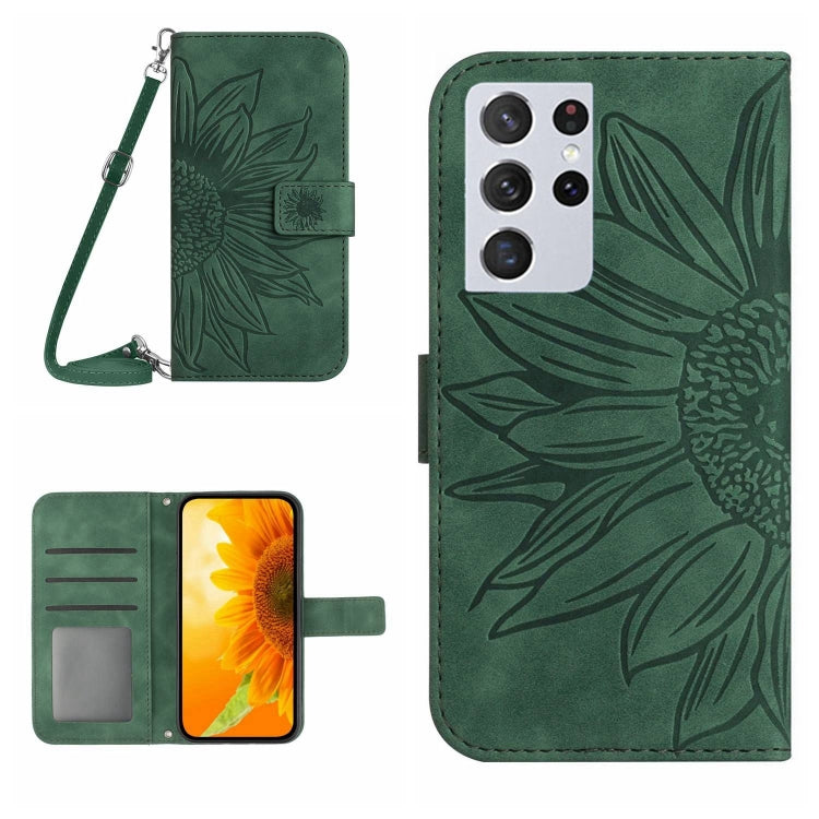 Skin Feel Sun Flower Pattern Flip Leather Phone Case, For Samsung Galaxy S21 Ultra 5G, For Samsung Galaxy S22 5G