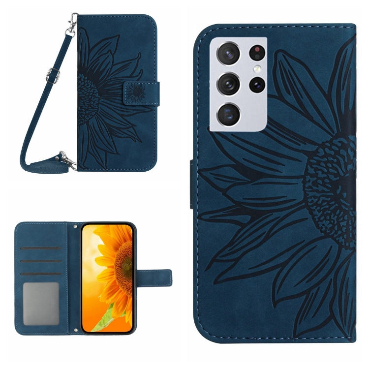 Skin Feel Sun Flower Pattern Flip Leather Phone Case, For Samsung Galaxy S21 Ultra 5G, For Samsung Galaxy S22 5G