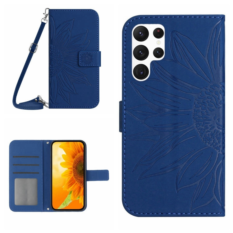 Skin Feel Sun Flower Pattern Flip Leather Phone Case, For Samsung Galaxy S22 Ultra 5G, For Samsung Galaxy S22+ 5G