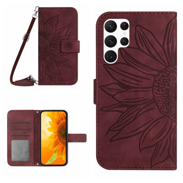 Skin Feel Sun Flower Pattern Flip Leather Phone Case, For Samsung Galaxy S22 Ultra 5G, For Samsung Galaxy S22+ 5G