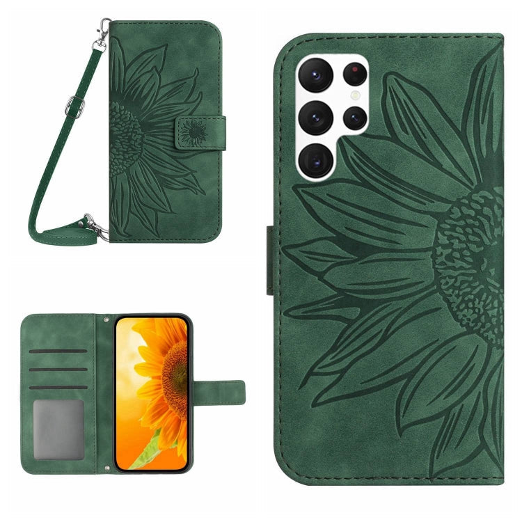 Skin Feel Sun Flower Pattern Flip Leather Phone Case, For Samsung Galaxy S22 Ultra 5G, For Samsung Galaxy S22+ 5G