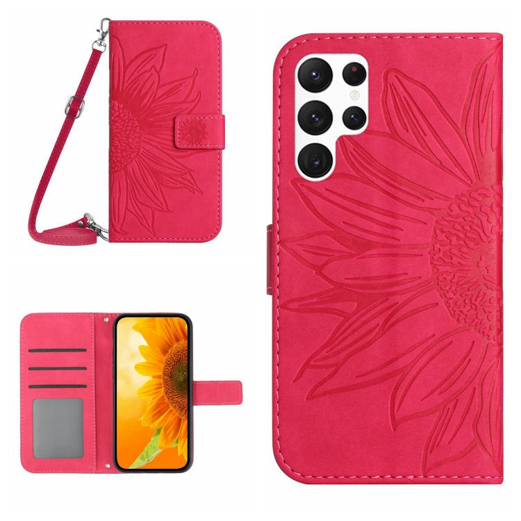 Skin Feel Sun Flower Pattern Flip Leather Phone Case, For Samsung Galaxy S22 Ultra 5G, For Samsung Galaxy S22+ 5G
