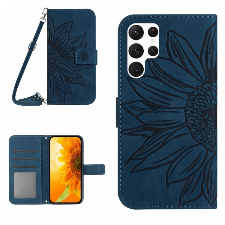 Skin Feel Sun Flower Pattern Flip Leather Phone Case, For Samsung Galaxy S22 Ultra 5G, For Samsung Galaxy S22+ 5G