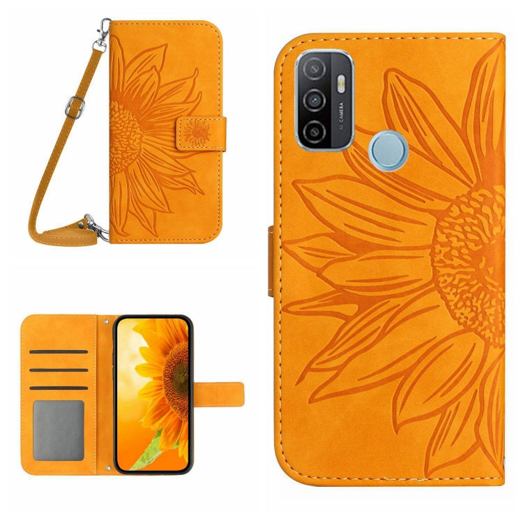 Skin Feel Sun Flower Pattern Flip Leather Phone Case with Lanyard, For OPPO A52/A72/A92, For OPPO A53 4G/A32/A33 2020/A53S