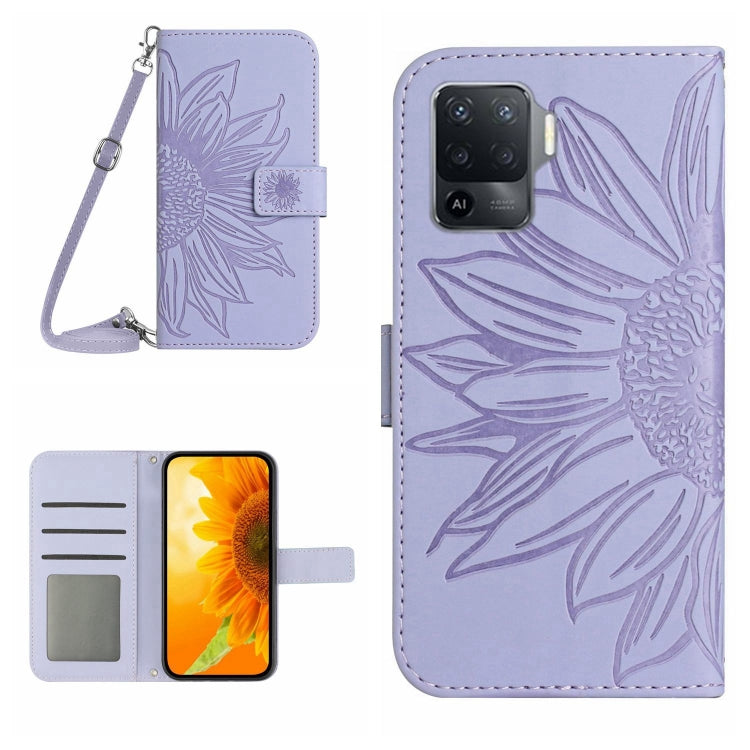 Skin Feel Sun Flower Pattern Flip Leather Phone Case with Lanyard, For OPPO A54 4G/A16 4G, For OPPO A54 5G/A74 5G/A93 5G/A93S 5G