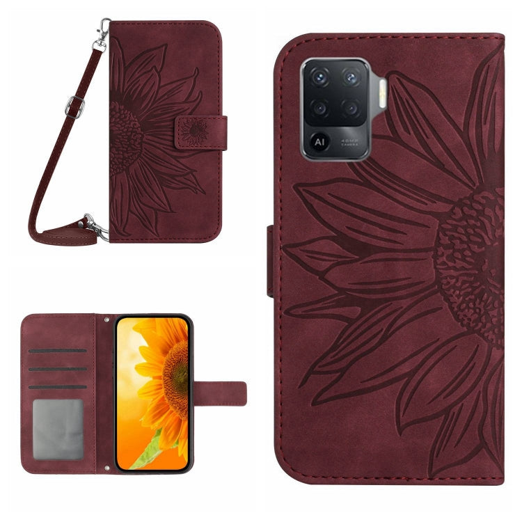 Skin Feel Sun Flower Pattern Flip Leather Phone Case with Lanyard, For OPPO A54 4G/A16 4G, For OPPO A54 5G/A74 5G/A93 5G/A93S 5G