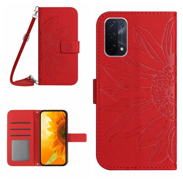 Skin Feel Sun Flower Pattern Flip Leather Phone Case with Lanyard, For OPPO A54 4G/A16 4G, For OPPO A54 5G/A74 5G/A93 5G/A93S 5G