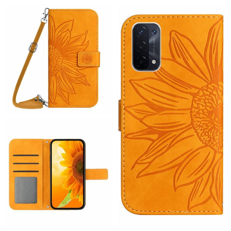 Skin Feel Sun Flower Pattern Flip Leather Phone Case with Lanyard, For OPPO A54 4G/A16 4G, For OPPO A54 5G/A74 5G/A93 5G/A93S 5G