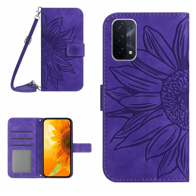Skin Feel Sun Flower Pattern Flip Leather Phone Case with Lanyard, For OPPO A54 4G/A16 4G, For OPPO A54 5G/A74 5G/A93 5G/A93S 5G