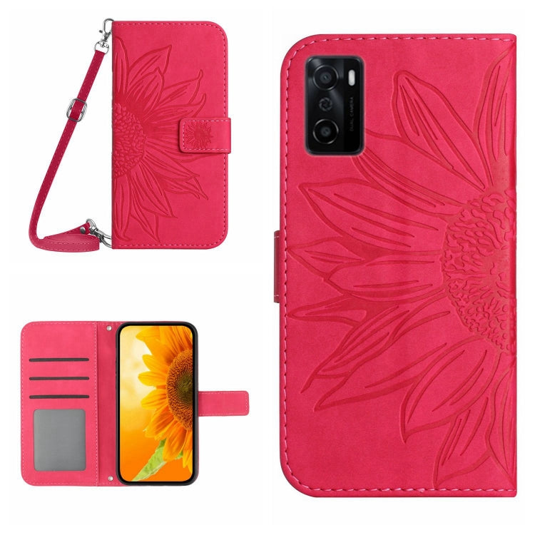 Skin Feel Sun Flower Pattern Flip Leather Phone Case with Lanyard, For OPPO A55S Japan Edition, For OPPO A57 4G/A57 5G/A77 4G/A77 5G