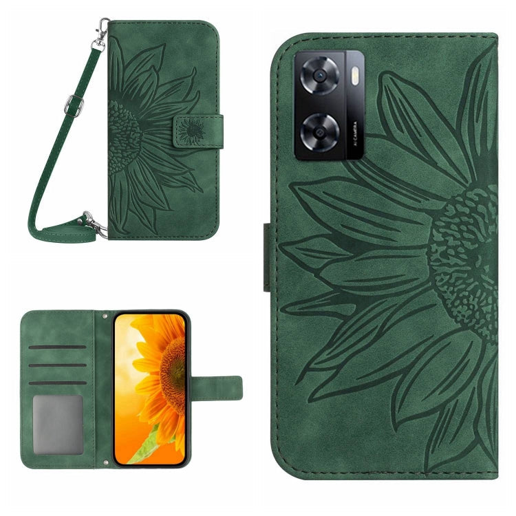 Skin Feel Sun Flower Pattern Flip Leather Phone Case with Lanyard, For OPPO A55S Japan Edition, For OPPO A57 4G/A57 5G/A77 4G/A77 5G