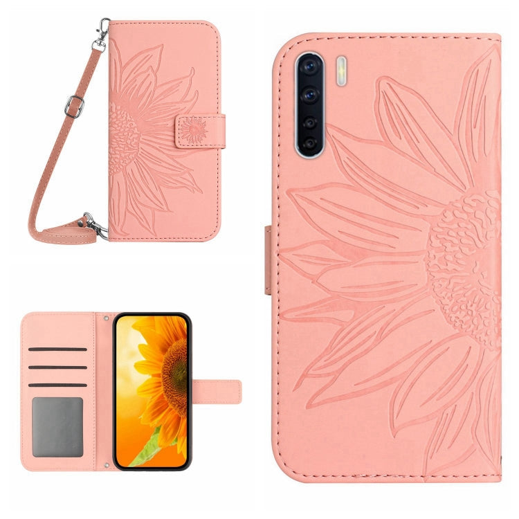 Skin Feel Sun Flower Pattern Flip Leather Phone Case with Lanyard, For OPPO A91/Reno3 4G Global, For OPPO A17