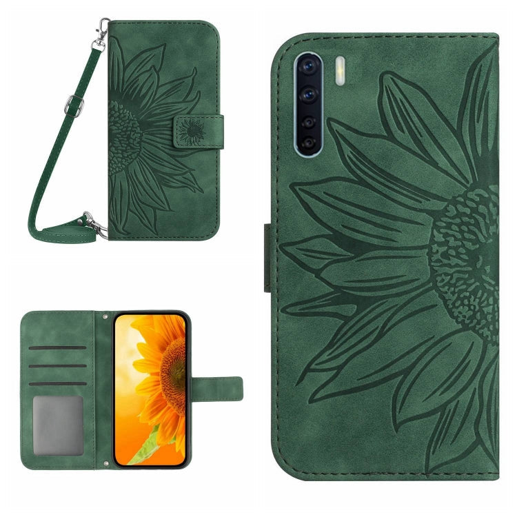 Skin Feel Sun Flower Pattern Flip Leather Phone Case with Lanyard, For OPPO A91/Reno3 4G Global, For OPPO A17
