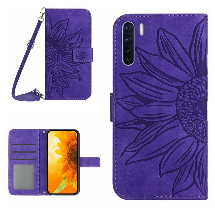 Skin Feel Sun Flower Pattern Flip Leather Phone Case with Lanyard, For OPPO A91/Reno3 4G Global, For OPPO A17