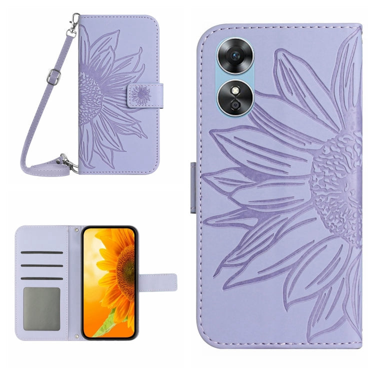 Skin Feel Sun Flower Pattern Flip Leather Phone Case with Lanyard, For OPPO A91/Reno3 4G Global, For OPPO A17