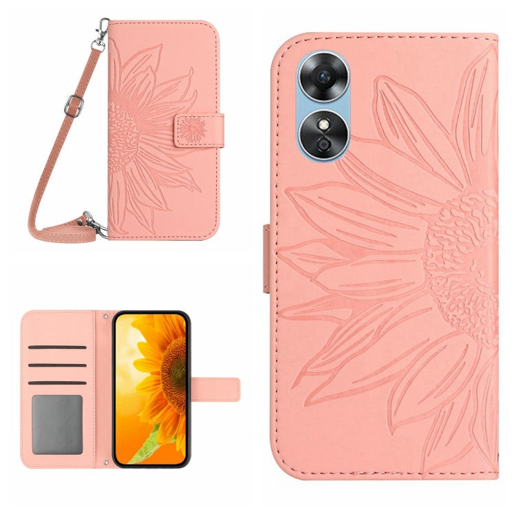 Skin Feel Sun Flower Pattern Flip Leather Phone Case with Lanyard, For OPPO A91/Reno3 4G Global, For OPPO A17
