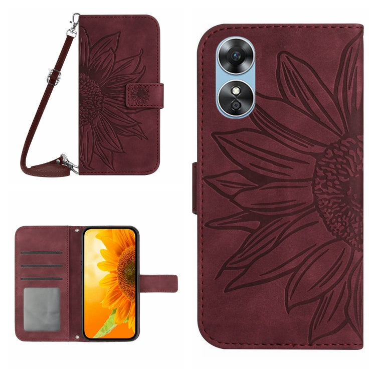 Skin Feel Sun Flower Pattern Flip Leather Phone Case with Lanyard, For OPPO A91/Reno3 4G Global, For OPPO A17