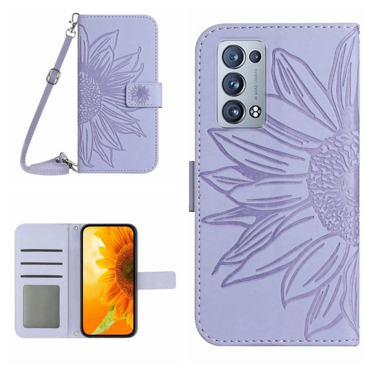 Skin Feel Sun Flower Pattern Flip Leather Phone Case with Lanyard, For OPPO Reno6 Pro Global, For OPPO Reno7 4G/Reno8 4G