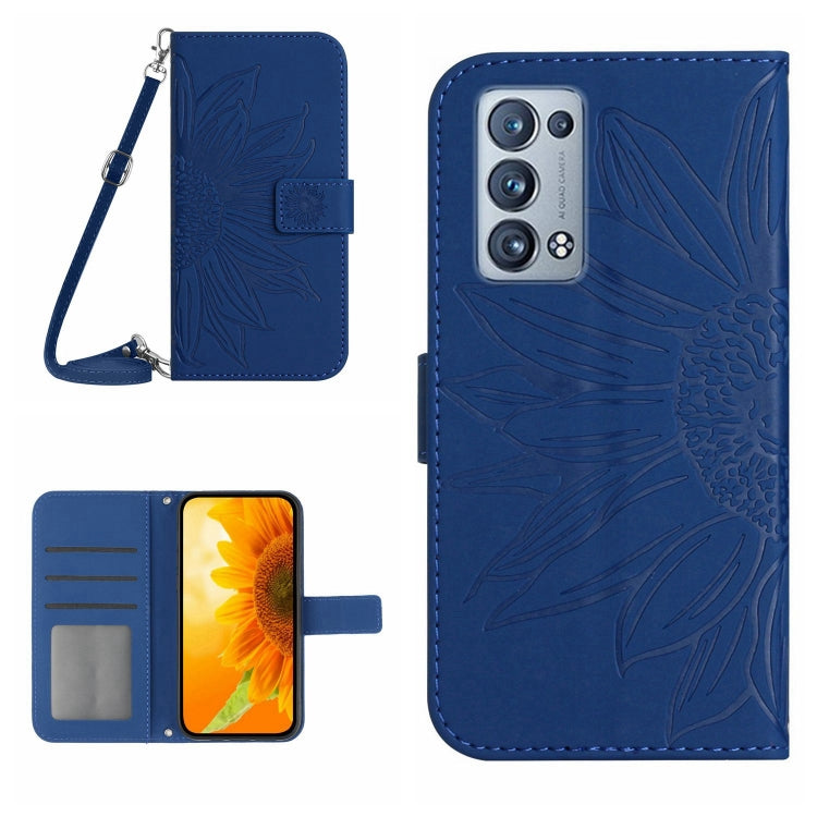 Skin Feel Sun Flower Pattern Flip Leather Phone Case with Lanyard, For OPPO Reno6 Pro Global, For OPPO Reno7 4G/Reno8 4G