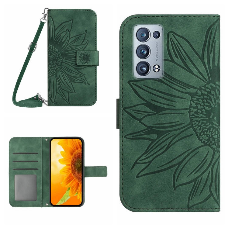 Skin Feel Sun Flower Pattern Flip Leather Phone Case with Lanyard, For OPPO Reno6 Pro Global, For OPPO Reno7 4G/Reno8 4G