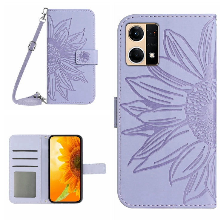 Skin Feel Sun Flower Pattern Flip Leather Phone Case with Lanyard, For OPPO Reno6 Pro Global, For OPPO Reno7 4G/Reno8 4G