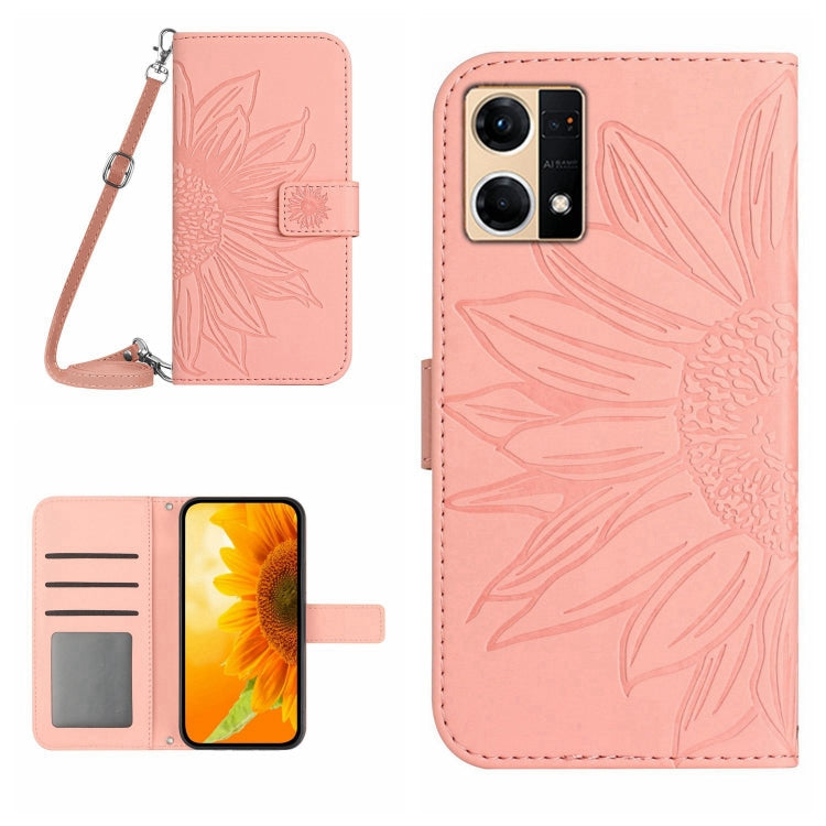 Skin Feel Sun Flower Pattern Flip Leather Phone Case with Lanyard, For OPPO Reno6 Pro Global, For OPPO Reno7 4G/Reno8 4G