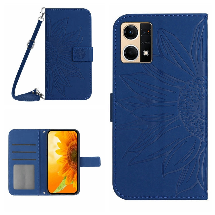 Skin Feel Sun Flower Pattern Flip Leather Phone Case with Lanyard, For OPPO Reno6 Pro Global, For OPPO Reno7 4G/Reno8 4G