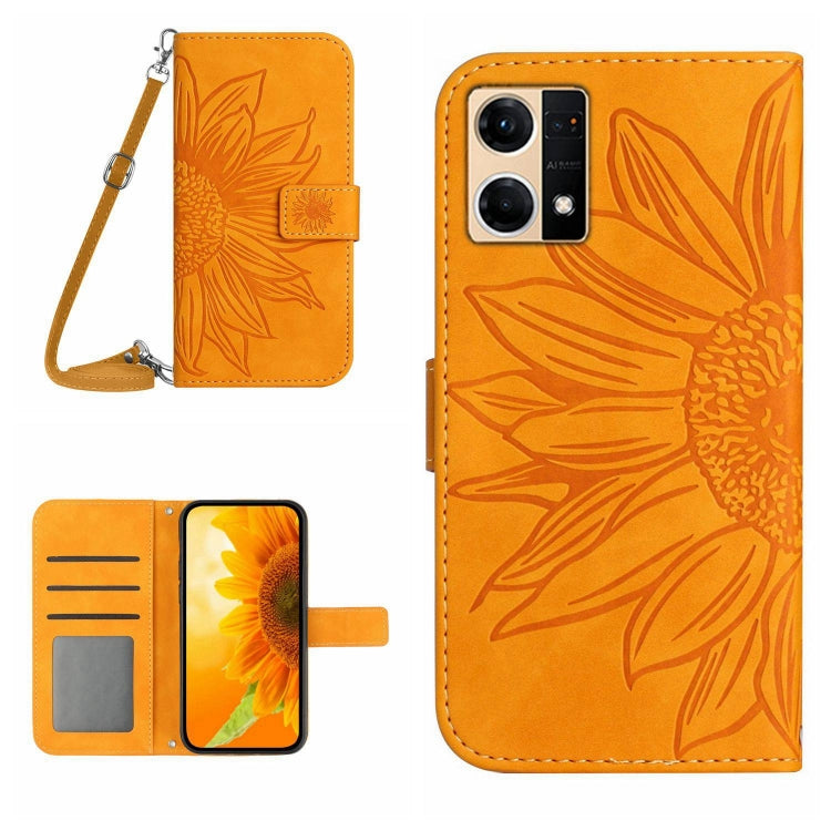 Skin Feel Sun Flower Pattern Flip Leather Phone Case with Lanyard, For OPPO Reno6 Pro Global, For OPPO Reno7 4G/Reno8 4G