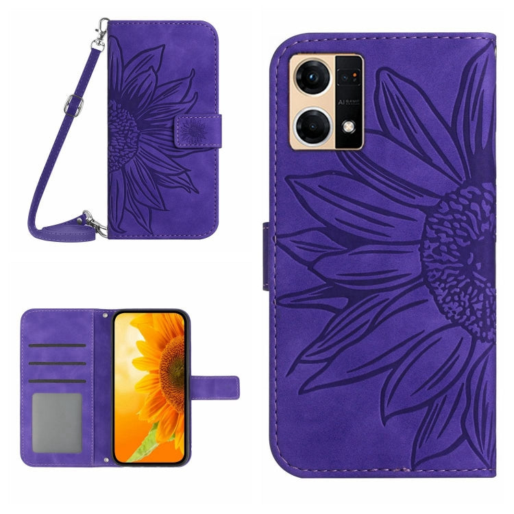 Skin Feel Sun Flower Pattern Flip Leather Phone Case with Lanyard, For OPPO Reno6 Pro Global, For OPPO Reno7 4G/Reno8 4G