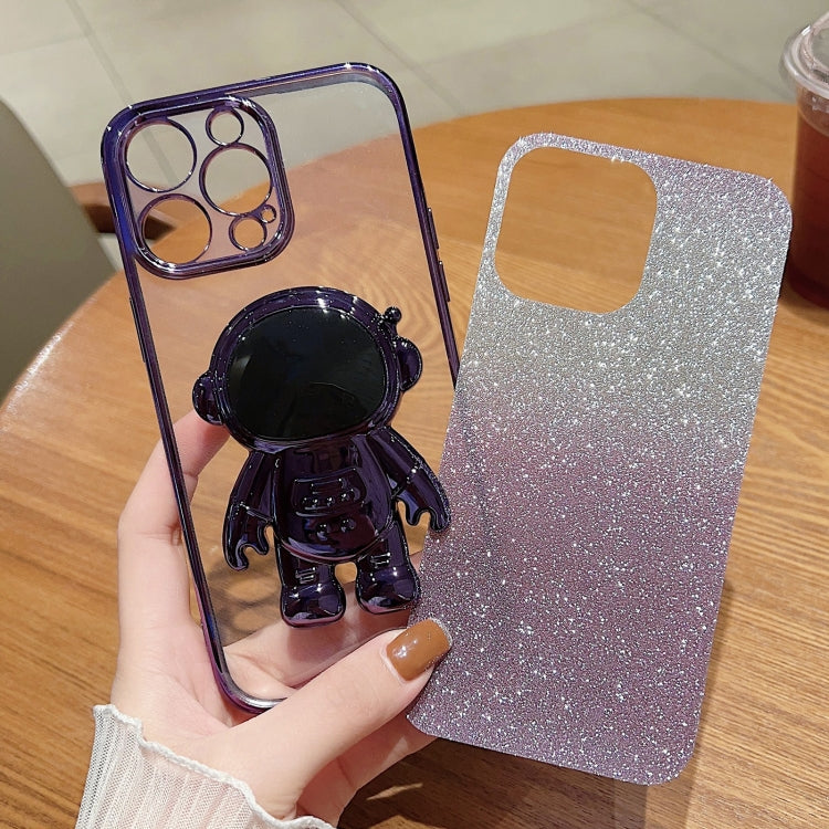 Astronaut Holder Gradient Glitter Powder Phone Case, For iPhone 12 Pro Max, For iPhone 11, For iPhone 11 Pro